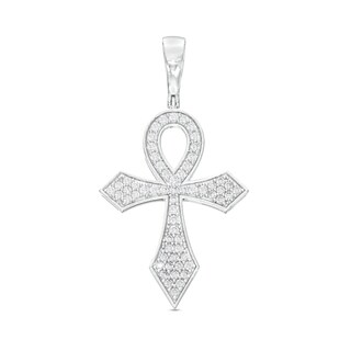 Sterling Silver CZ Pavé Ankh Necklace Charm