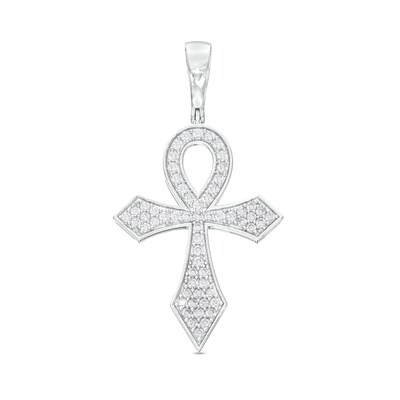 Sterling Silver CZ Pavé Ankh Necklace Charm