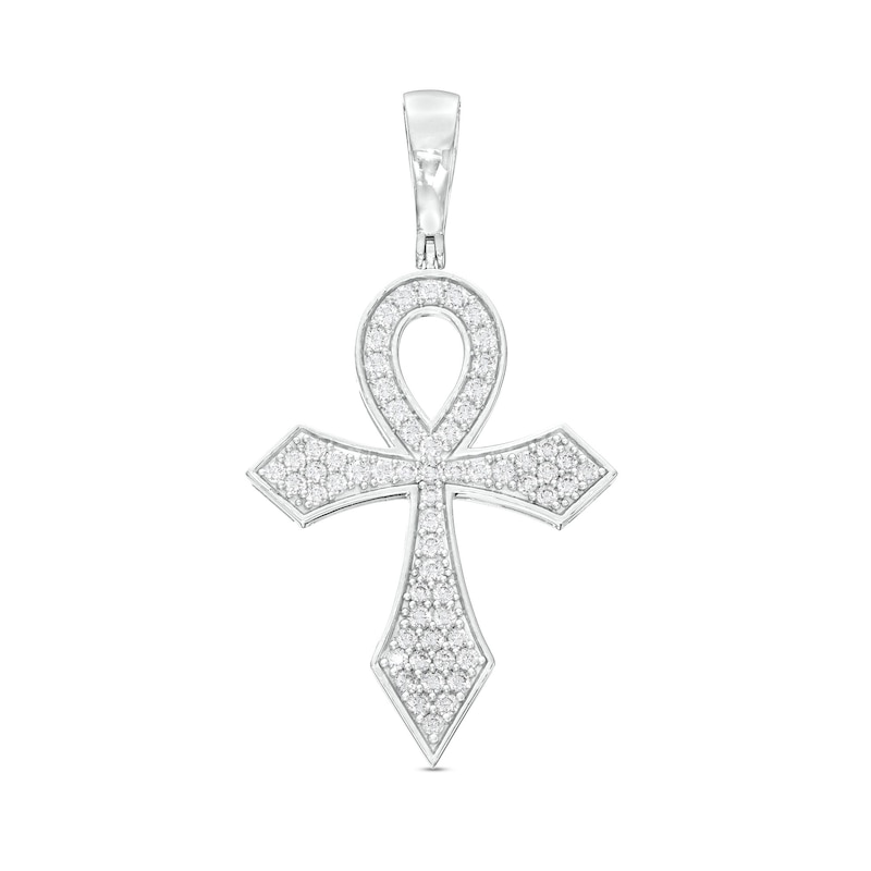 Sterling Silver CZ Pavé Ankh Necklace Charm