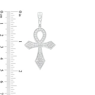 Sterling Silver CZ Pavé Ankh Necklace Charm