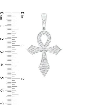 Sterling Silver CZ Pavé Ankh Necklace Charm