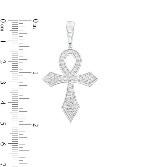 Sterling Silver CZ Pavé Ankh Necklace Charm