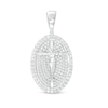Sterling Silver CZ Oval Crucifix Necklace Charm