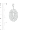 Sterling Silver CZ Oval Crucifix Necklace Charm