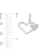 Thumbnail Image 4 of Cubic Zirconia Big and Little Heart Necklace Charm in Sterling Silver