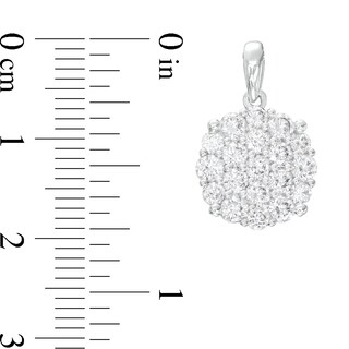 Cubic Zirconia Round Cluster Necklace Charm in Sterling Silver