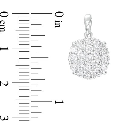 Cubic Zirconia Round Cluster Necklace Charm in Sterling Silver