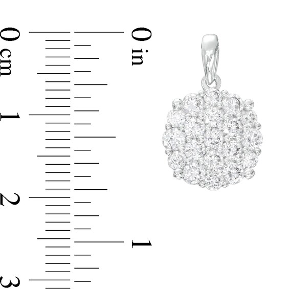 Cubic Zirconia Round Cluster Necklace Charm in Sterling Silver