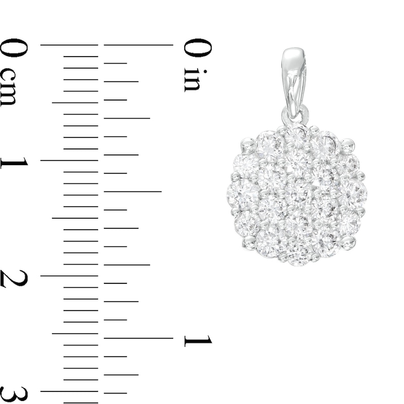 Main Image 2 of Cubic Zirconia Round Cluster Necklace Charm in Sterling Silver