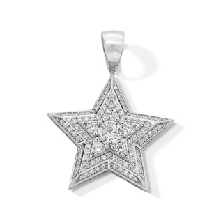 Cubic Zirconia Large Star Necklace Charm in Sterling Silver
