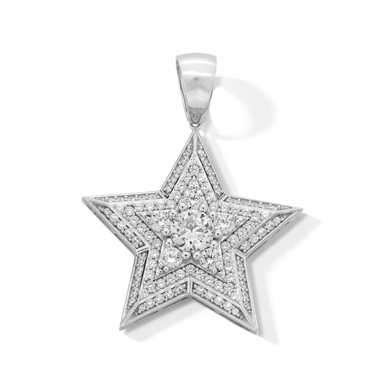 Cubic Zirconia Large Star Necklace Charm in Sterling Silver