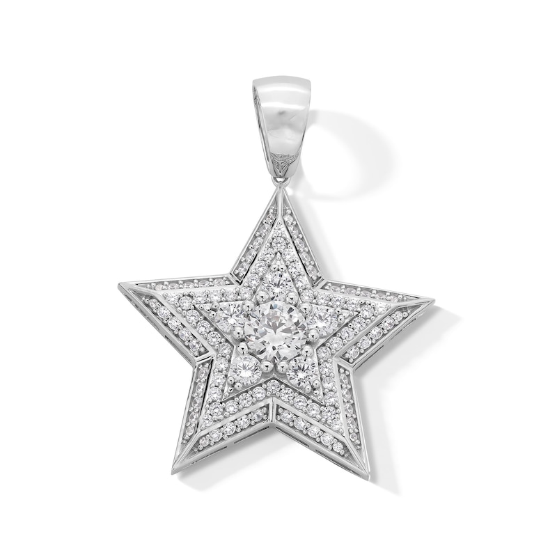 Cubic Zirconia Large Star Necklace Charm in Sterling Silver