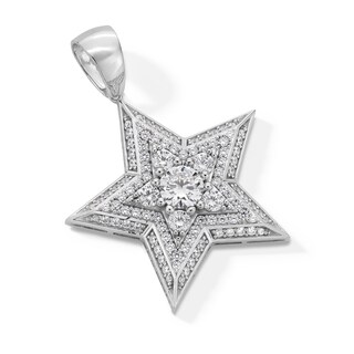Cubic Zirconia Large Star Necklace Charm in Sterling Silver