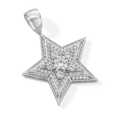 Cubic Zirconia Large Star Necklace Charm in Sterling Silver