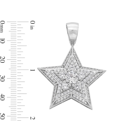Cubic Zirconia Large Star Necklace Charm in Sterling Silver