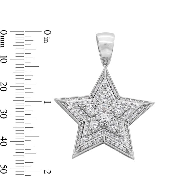 Cubic Zirconia Large Star Necklace Charm in Sterling Silver