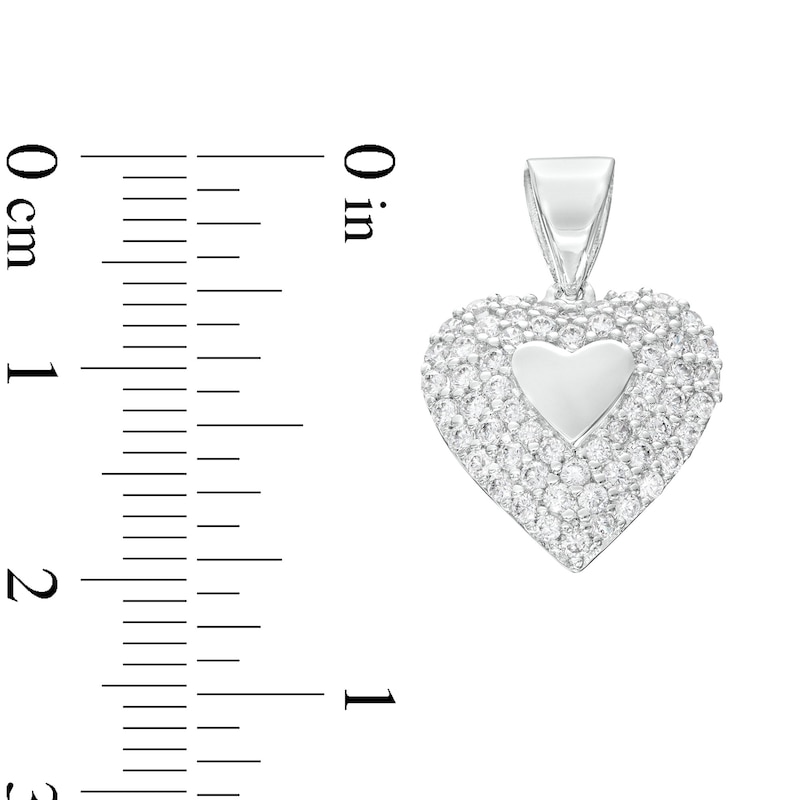 Cubic Zirconia Small Heart Necklace Charm in Sterling Silver