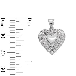 Cubic Zirconia Small Heart Necklace Charm in Sterling Silver