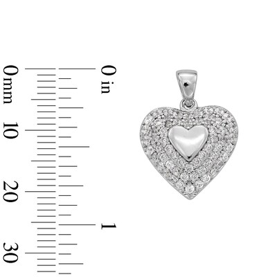 Cubic Zirconia Small Heart Necklace Charm in Sterling Silver