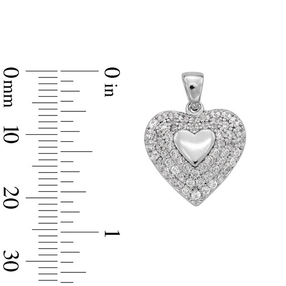Cubic Zirconia Small Heart Necklace Charm in Sterling Silver