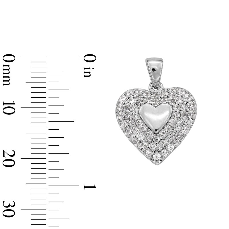 Main Image 4 of Cubic Zirconia Small Heart Necklace Charm in Sterling Silver