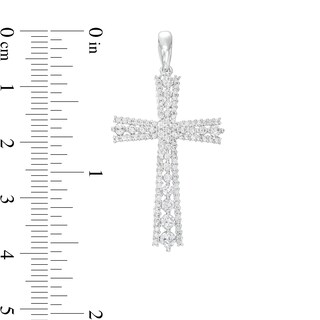 Cubic Zirconia Cross Necklace Charm in Sterling Silver