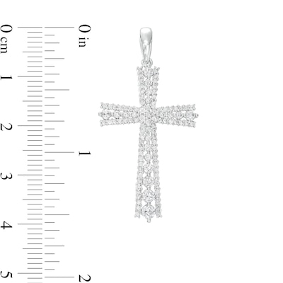 Cubic Zirconia Cross Necklace Charm in Sterling Silver
