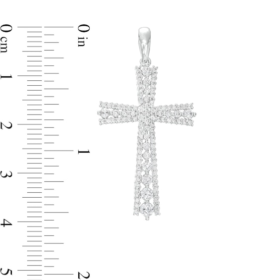 Cubic Zirconia Cross Necklace Charm in Sterling Silver
