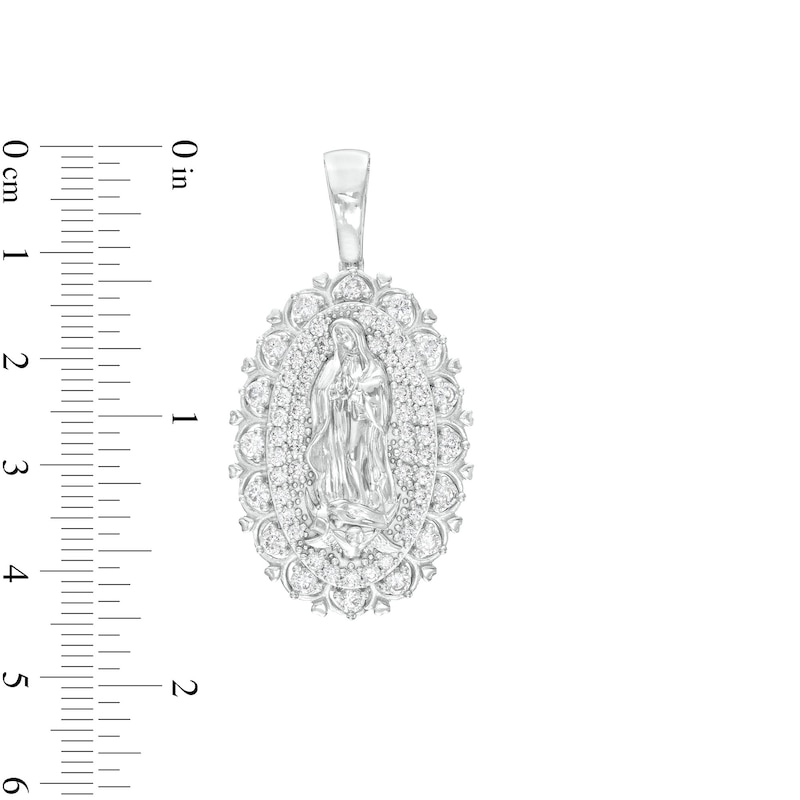 Main Image 2 of Cubic Zirconia Our Lady of Guadalupe Necklace Charm in Sterling Silver