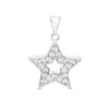 Sterling Silver CZ Small Star Outline Necklace Charm