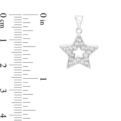 Sterling Silver CZ Small Star Outline Necklace Charm