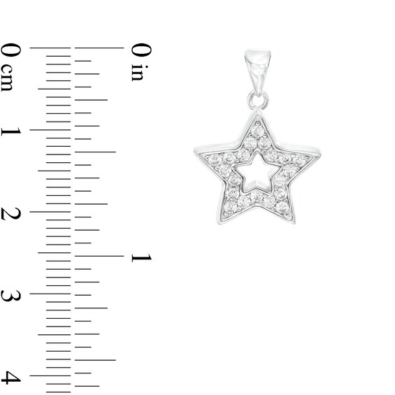 Sterling Silver CZ Small Star Outline Necklace Charm