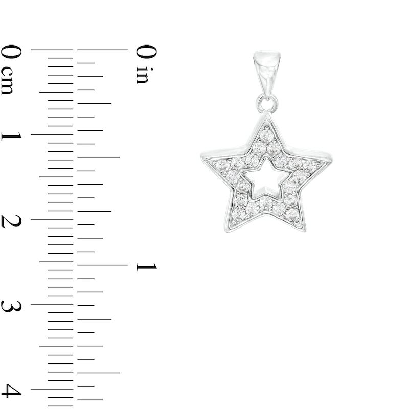 Sterling Silver CZ Small Star Outline Necklace Charm