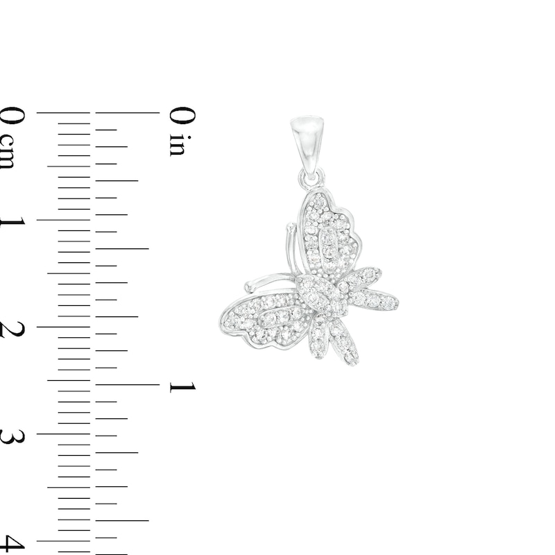 Cubic Zirconia Butterfly Necklace Charm in Sterling Silver