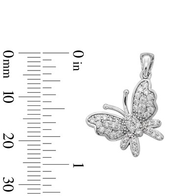 Cubic Zirconia Butterfly Necklace Charm in Sterling Silver