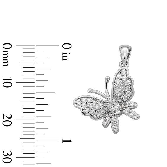 Cubic Zirconia Butterfly Necklace Charm in Sterling Silver