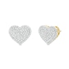 1/10 CT. T.W. Diamond Raised Heart Stud Earrings in Sterling Silver with 14K Gold Plate