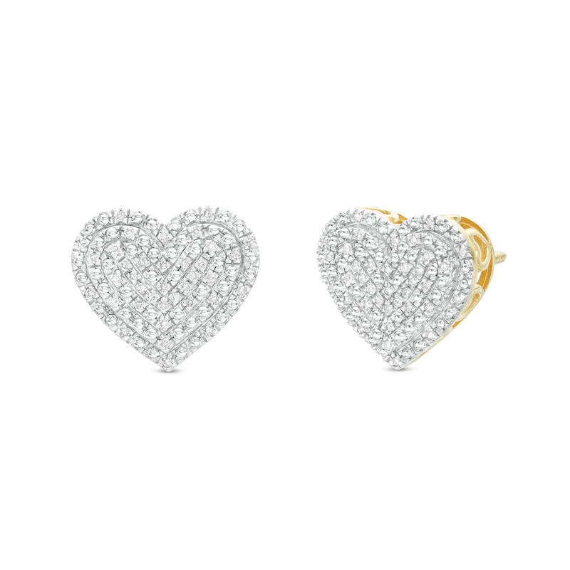 Elevated Heart Stud Earrings, Sterling silver