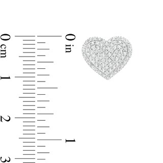 14K Gold Plated 1/10 CT. T.W. Diamond Raised Heart Studs