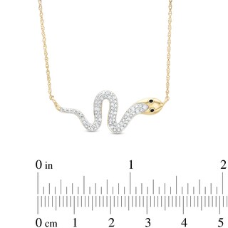 ​​​​​​​1/10 CT. T.W. Diamond Sideways Snake Necklace with 14K Gold Plate