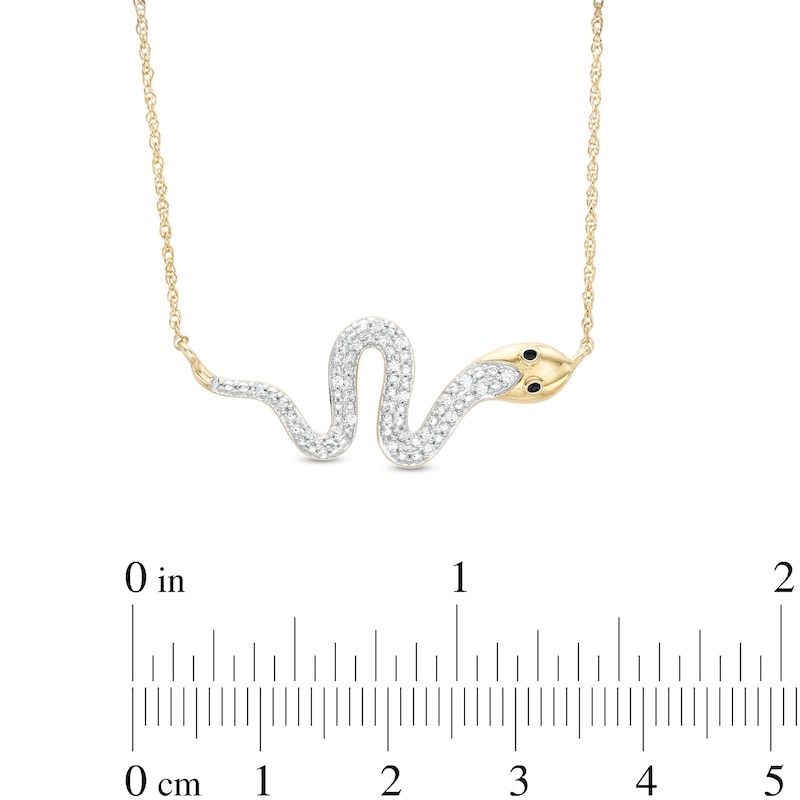 Main Image 2 of ​​​​​​​1/10 CT. T.W. Diamond Sideways Snake Necklace with 14K Gold Plate