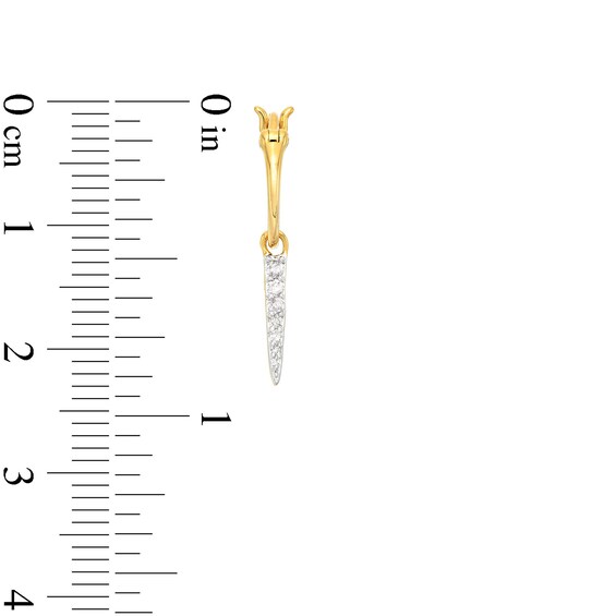 1/10 CT. T.W. Diamond Dangle Huggie Hoop Earrings in Sterling Silver with 14K Gold Plate