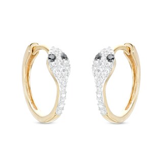 ​​​​​​​1/5 CT. T.W. Diamond Snake Huggie Hoops in Sterling Silver with 14K Gold Plate