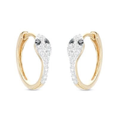​​​​​​​1/5 CT. T.W. Diamond Snake Huggie Hoops in Sterling Silver with 14K Gold Plate