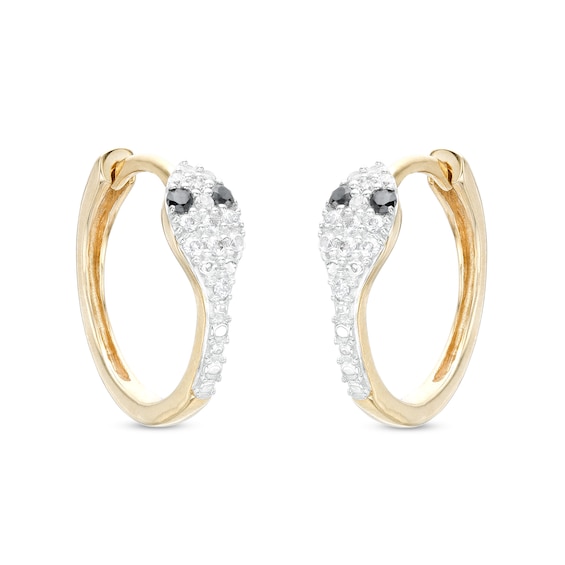 1/5 CT. T.W. Diamond Snake Huggie Hoops in Sterling Silver with 14K Gold Plate