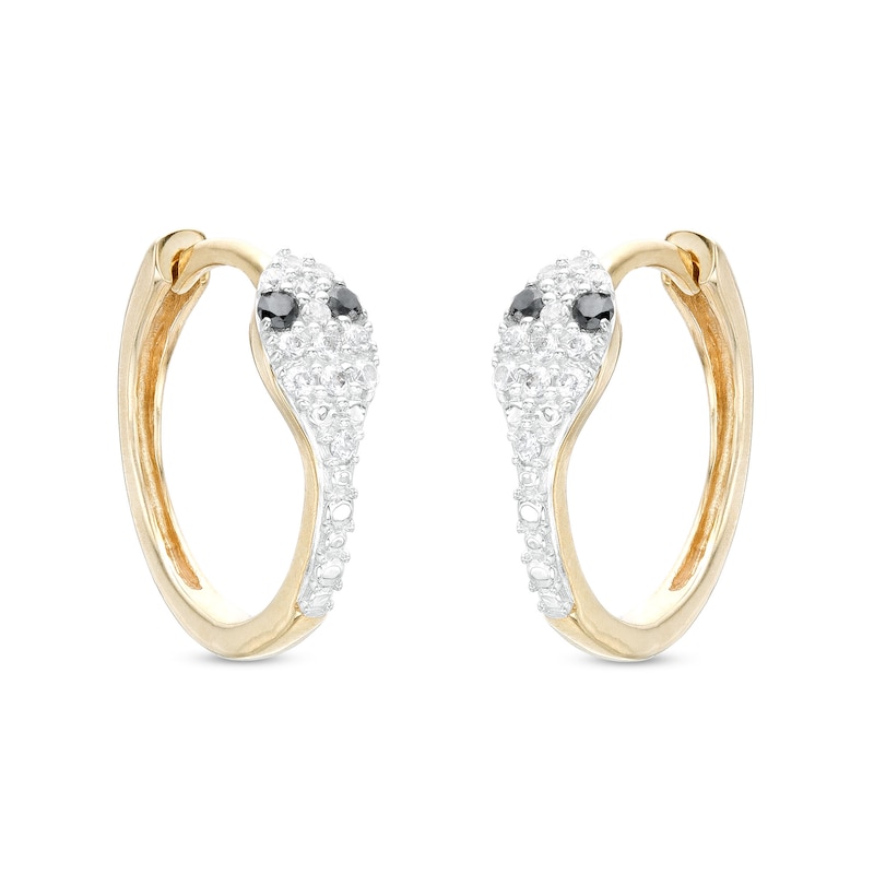 1/5 CT. T.W. Diamond Snake Huggie Hoops in Sterling Silver with 14K Gold Plate