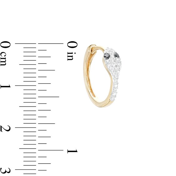 ​​​​​​​1/5 CT. T.W. Diamond Snake Huggie Hoops in Sterling Silver with 14K Gold Plate