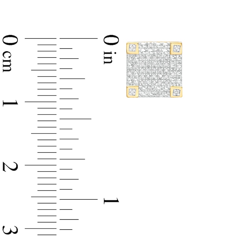 Main Image 2 of 1/10 CT. T.W. Square Corner Square Stud Earrings in Sterling Silver with 14K Gold Plate