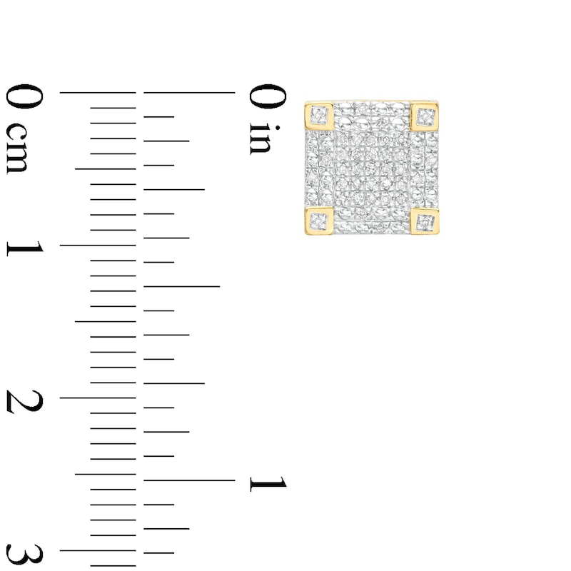 1/10 CT. T.W. Square Corner Square Stud Earrings in Sterling Silver with 14K Gold Plate