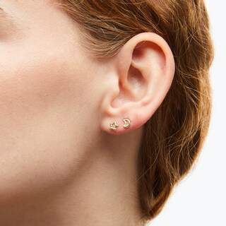 10K Gold Moon and Star Stud Set